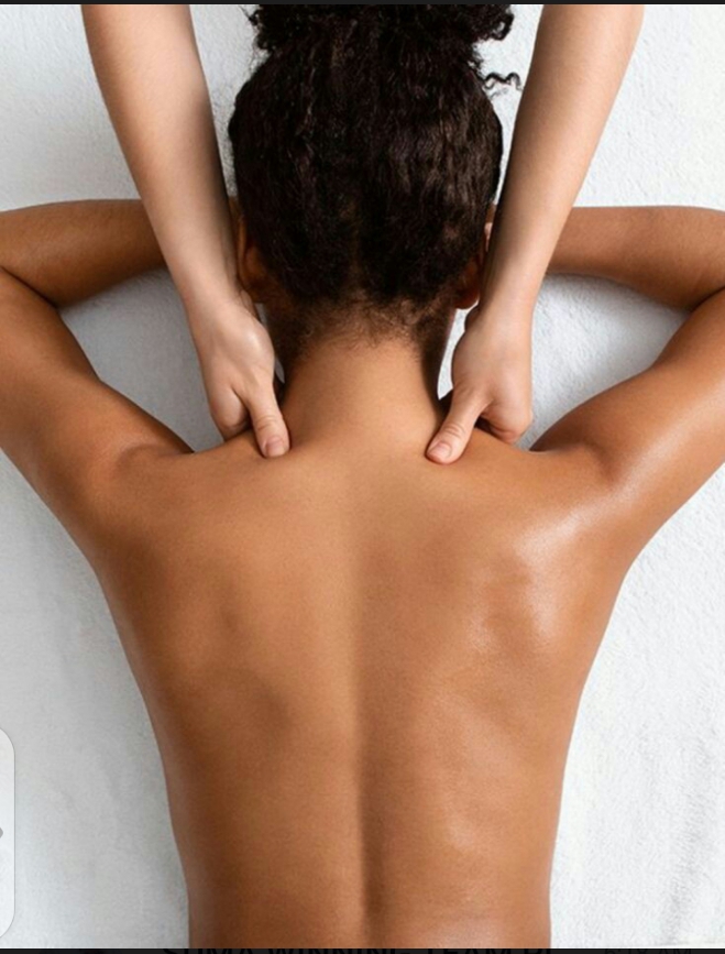 Back massage for a female client